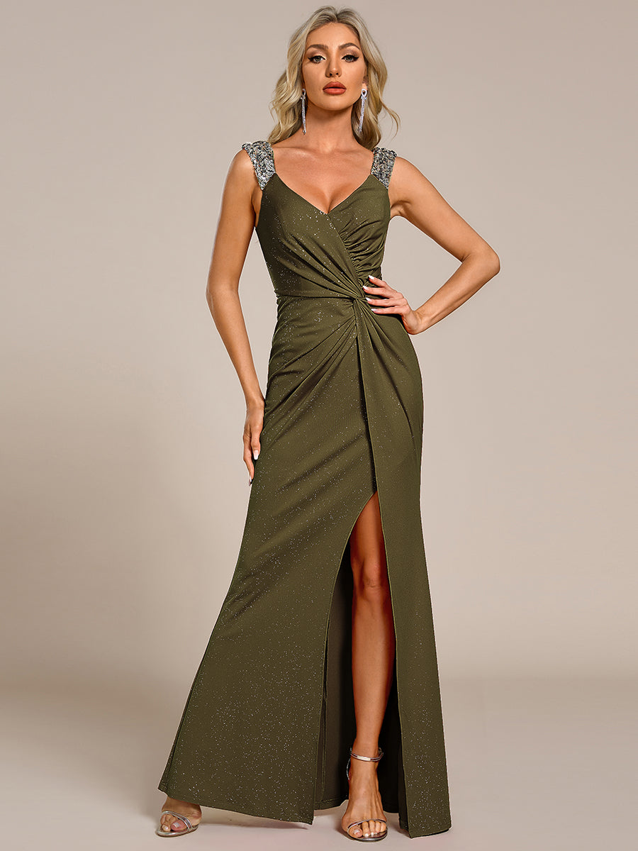 ever NOIRE|Glitter V-Neck Cruise Journey Evening Dress