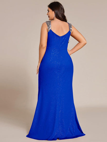 ever NOIRE|Glitter V-Neck Cruise Journey Evening Dress