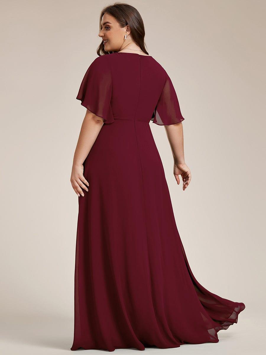 ever IVYROSE|Ruffles Sleeve A-Line Chiffon Waist Applique Maxi Mother of the Bride Dress