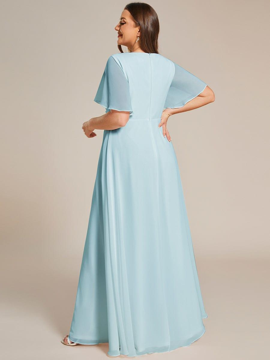 ever IVYROSE|Ruffles Sleeve A-Line Chiffon Waist Applique Maxi Formal Evening Dress