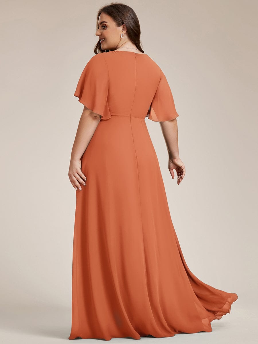 ever IVYROSE|Ruffles Sleeve A-Line Chiffon Waist Applique Maxi Mother of the Bride Dress
