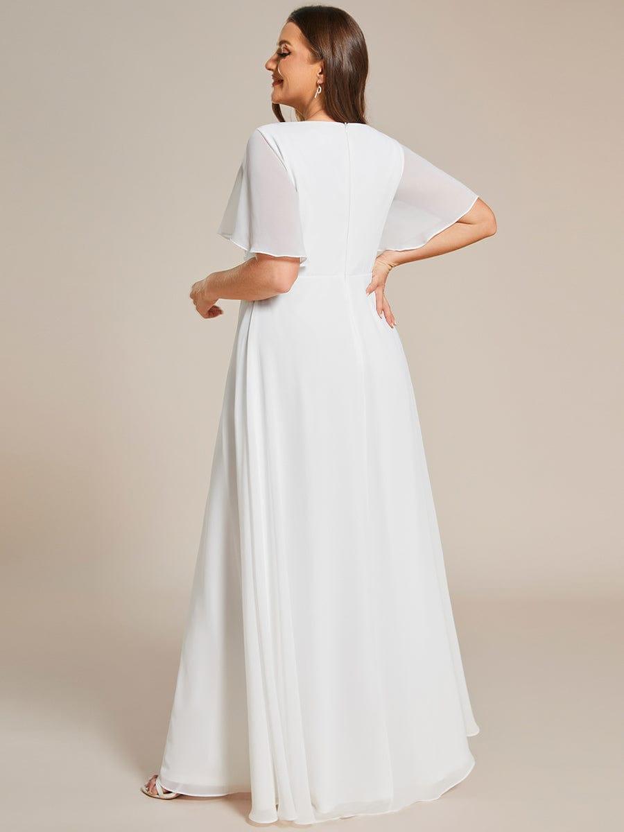 ever IVYROSE|Ruffles Sleeve A-Line Chiffon Waist Applique Maxi Formal Evening Dress