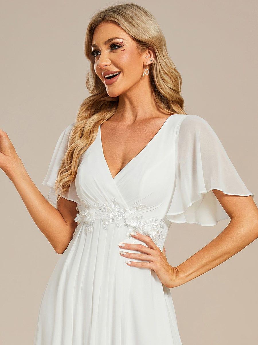 ever IVYROSE|Ruffles Sleeve A-Line Chiffon Waist Applique Maxi Mother of the Bride Dress