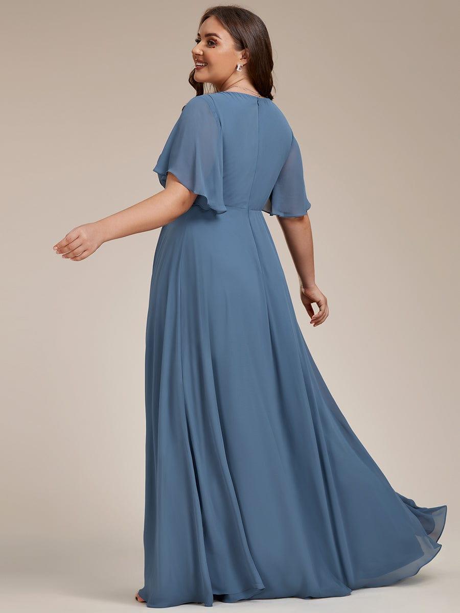 ever IVYROSE|Ruffles Sleeve A-Line Chiffon Waist Applique Maxi Mother of the Bride Dress