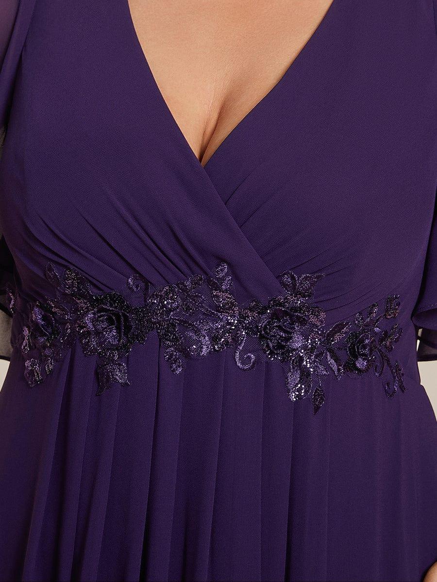 ever IVYROSE|Ruffles Sleeve A-Line Chiffon Waist Applique Maxi Mother of the Bride Dress