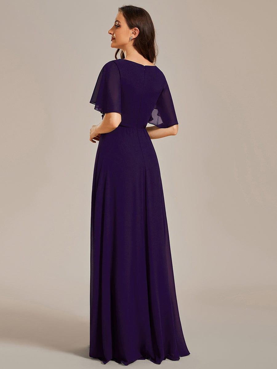 ever IVYROSE|Ruffles Sleeve A-Line Chiffon Waist Applique Maxi Mother of the Bride Dress