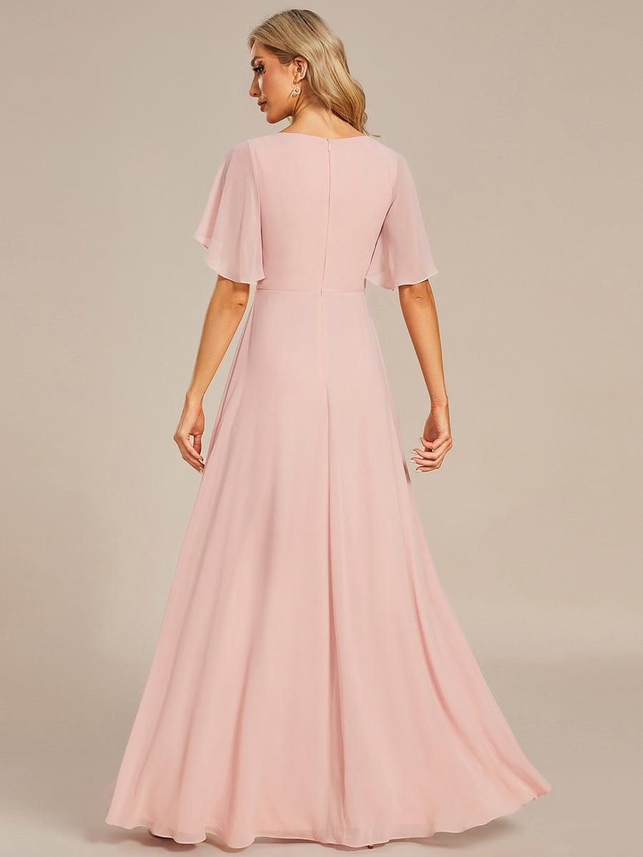 ever IVYROSE|Ruffles Sleeve A-Line Chiffon Waist Applique Maxi Mother of the Bride Dress