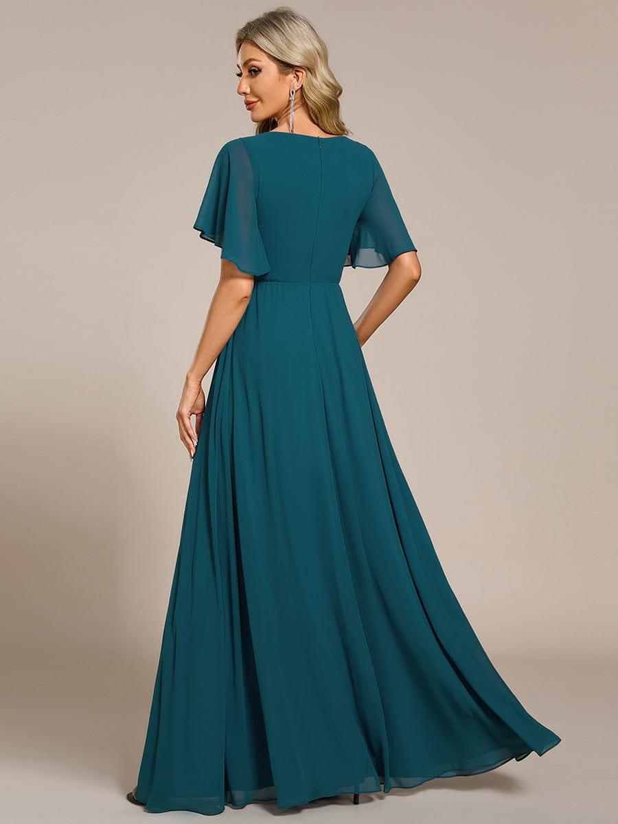 ever IVYROSE|Ruffles Sleeve A-Line Chiffon Waist Applique Maxi Mother of the Bride Dress