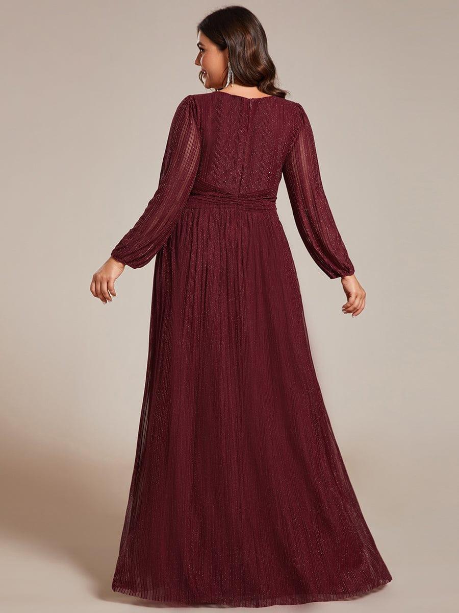 ever BRYM|Sequin Long Lantern Sleeves Maxi Wedding Guest Dress