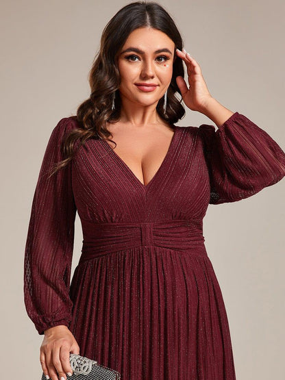 ever BRYM|Sequin Long Lantern Sleeves Maxi Wedding Guest Dress