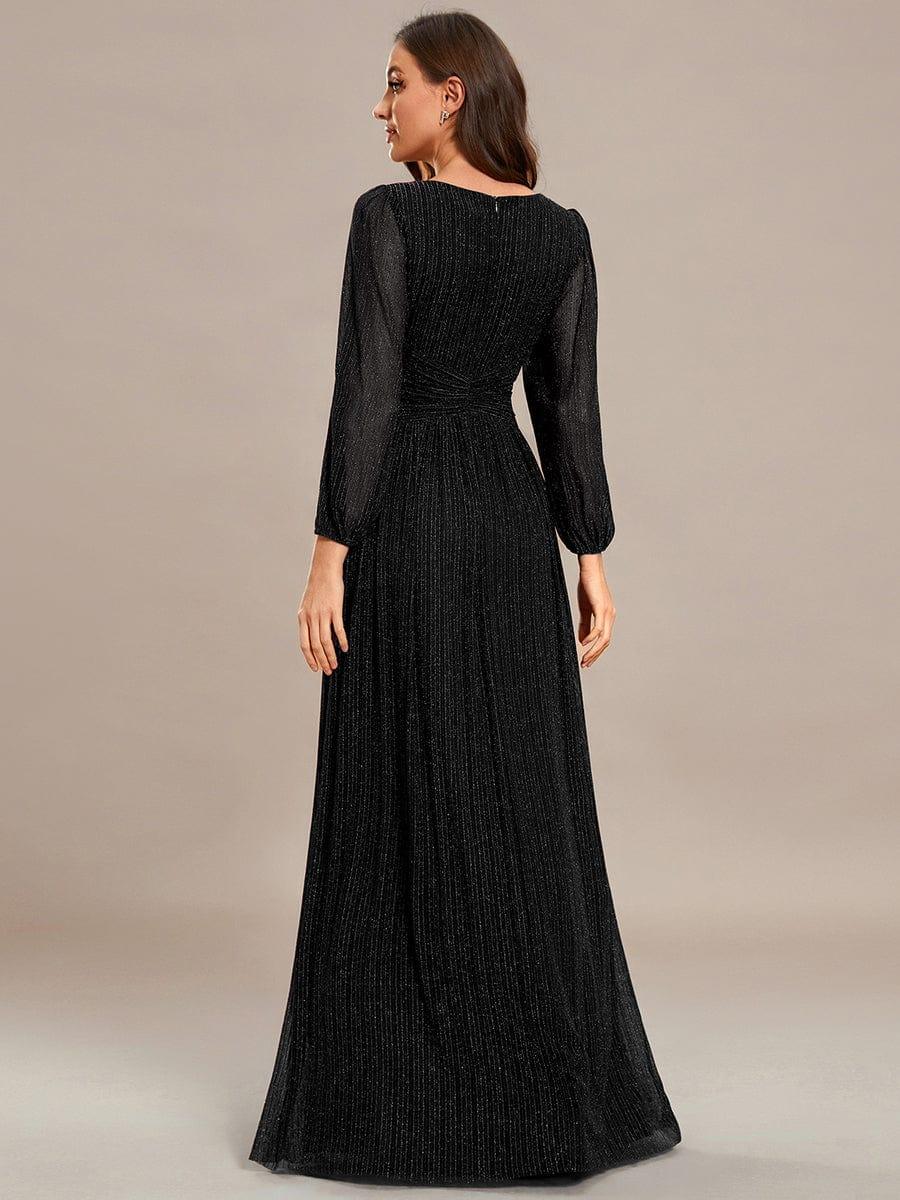 ever BRYM|Sequin Long Lantern Sleeves Maxi Wedding Guest Dress