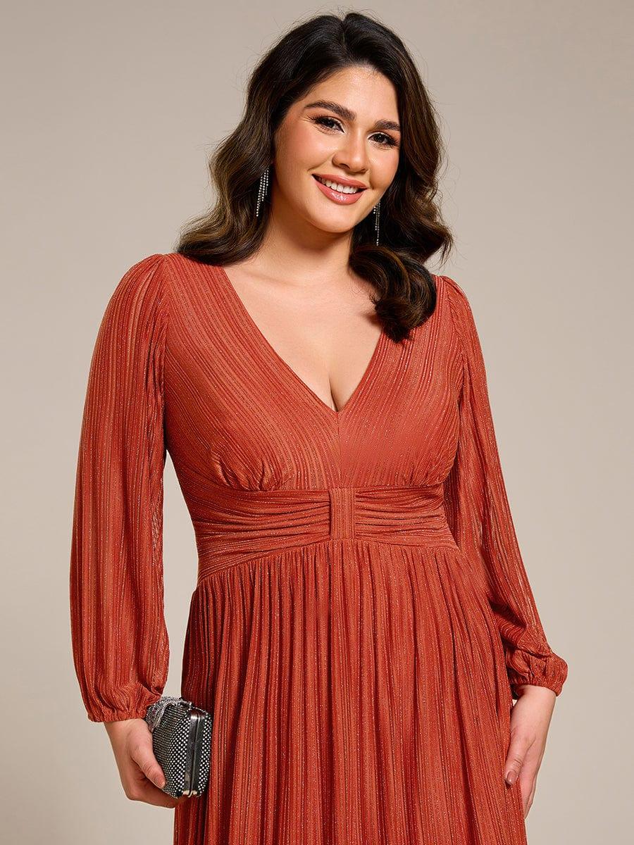 ever BRYM|Glittery Empire Waist Long Lantern Sleeves A-Line Evening Dress