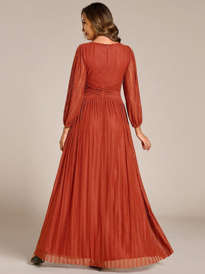 ever BRYM|Sequin Long Lantern Sleeves Maxi Wedding Guest Dress