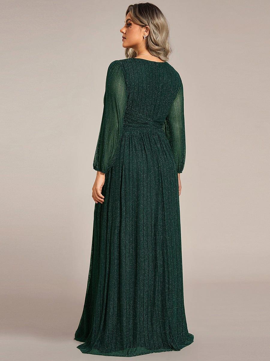 ever BRYM|Sequin Long Lantern Sleeves Maxi Wedding Guest Dress