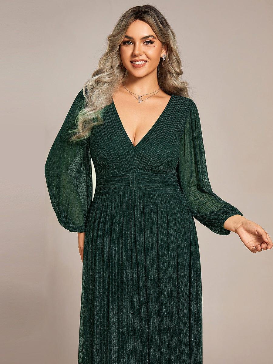 ever BRYM|Glittery Empire Waist Long Lantern Sleeves A-Line Evening Dress