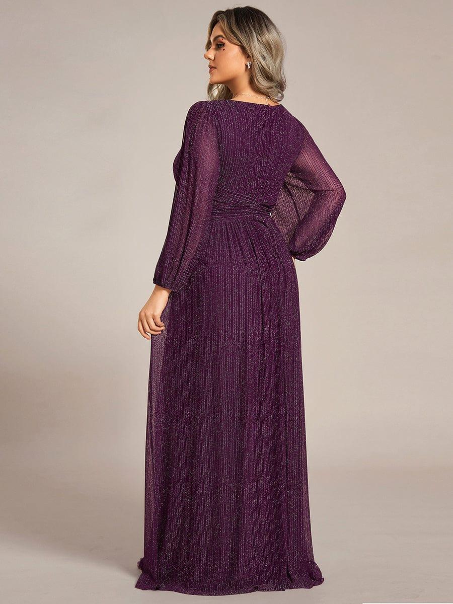 ever BRYM|Sequin Long Lantern Sleeves Maxi Wedding Guest Dress