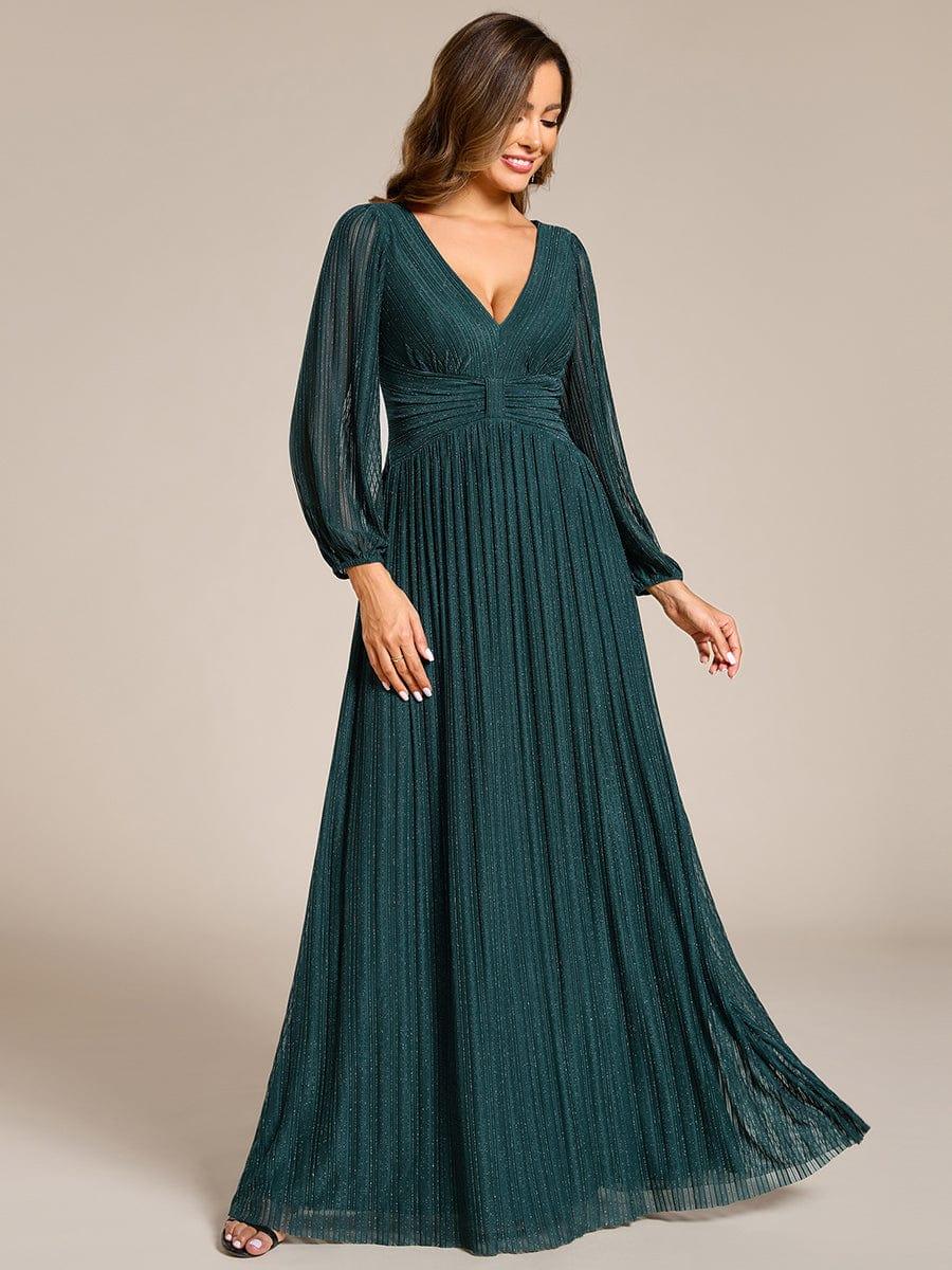 ever BRYM|Sequin Long Lantern Sleeves Maxi Wedding Guest Dress
