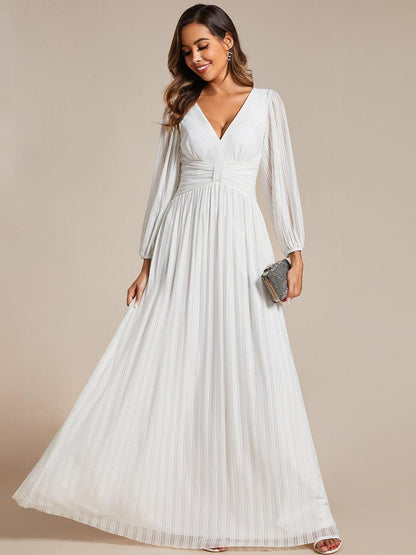 ever BRYM|Sequin Long Lantern Sleeves Maxi Wedding Guest Dress