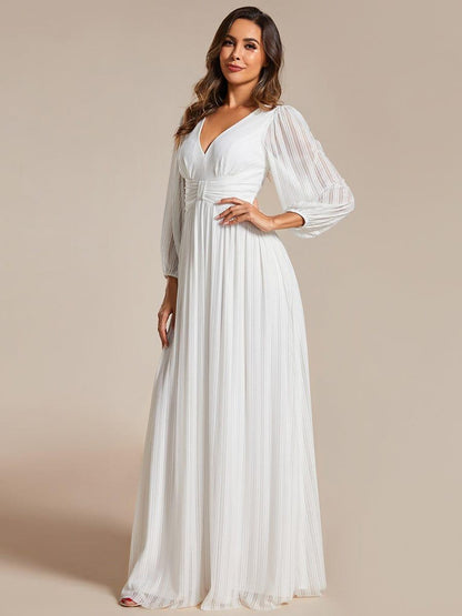 ever BRYM|Sequin Long Lantern Sleeves Maxi Wedding Guest Dress