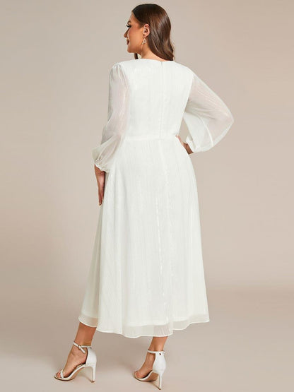 ever EMBER|Glitter Twist Knot See-Through Long Sleeve Wedding Guest Dress