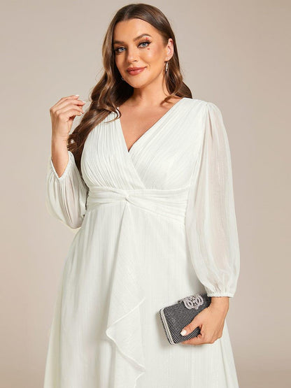 pretty EMBER|Plus Size Twist Knot Louts Leaf Long Sleeve A-Line Evening Dress