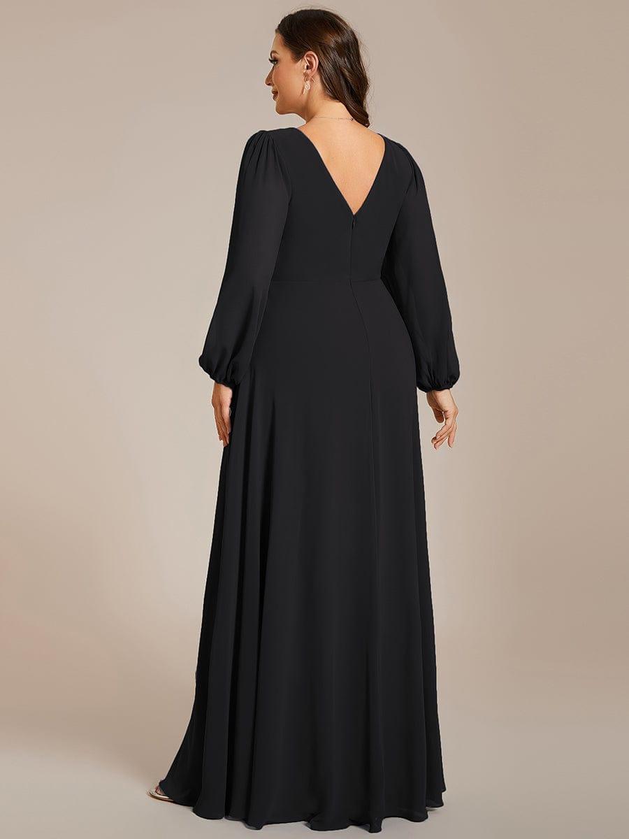 ever ESMÉE|V-Neck Long Sleeves Shiny Belt Chiffon Mother of the Bride Dress