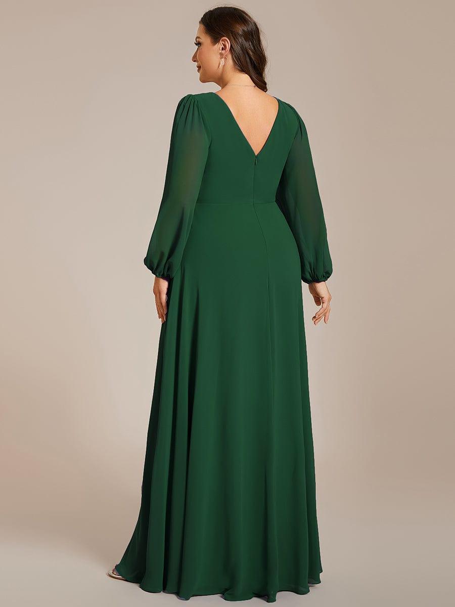 ever ESMÉE|V-Neck Long Sleeves Shiny Belt Chiffon Mother of the Bride Dress