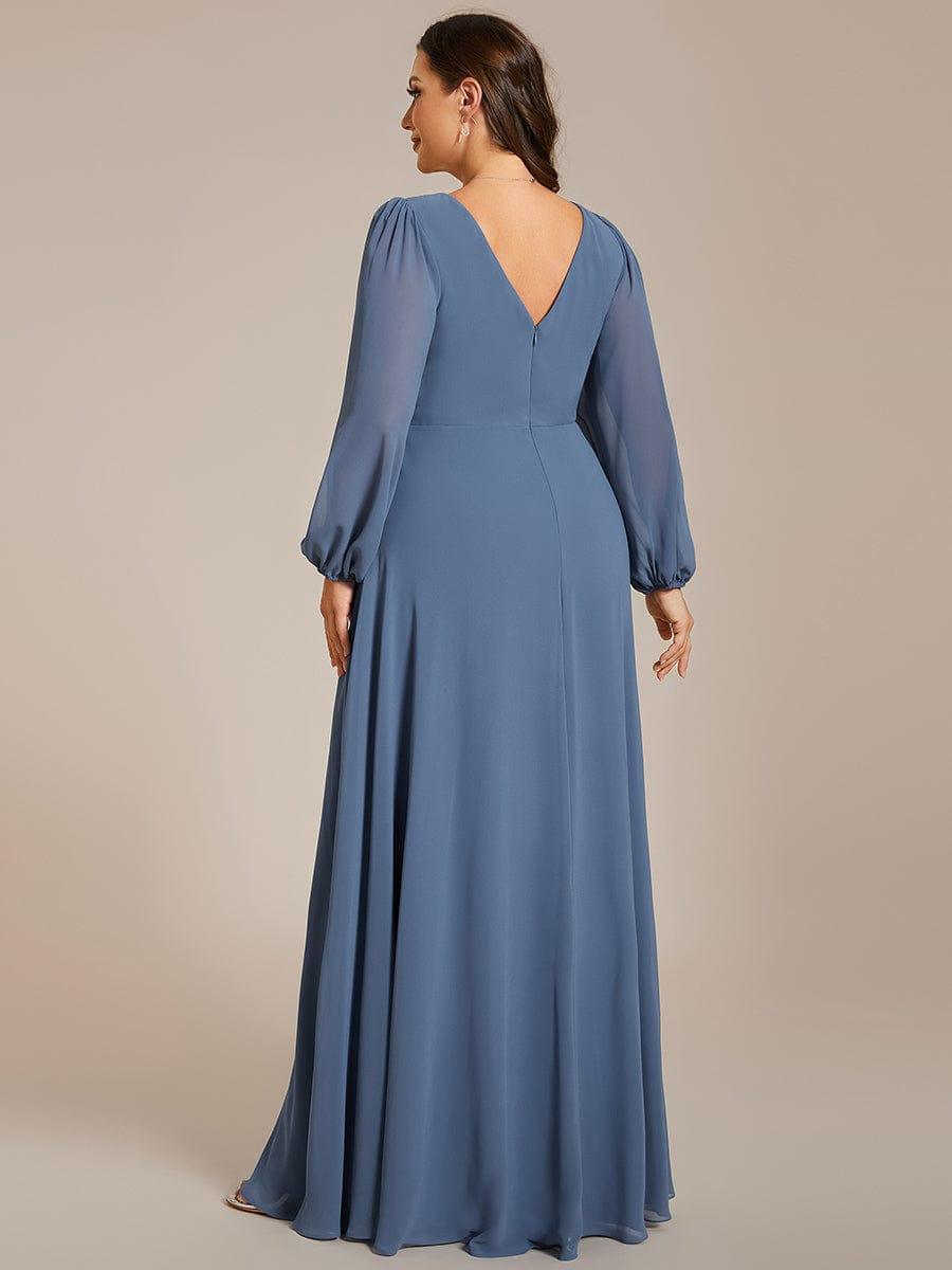 ever ESMÉE|V-Neck Long Sleeves Shiny Belt Chiffon Mother of the Bride Dress