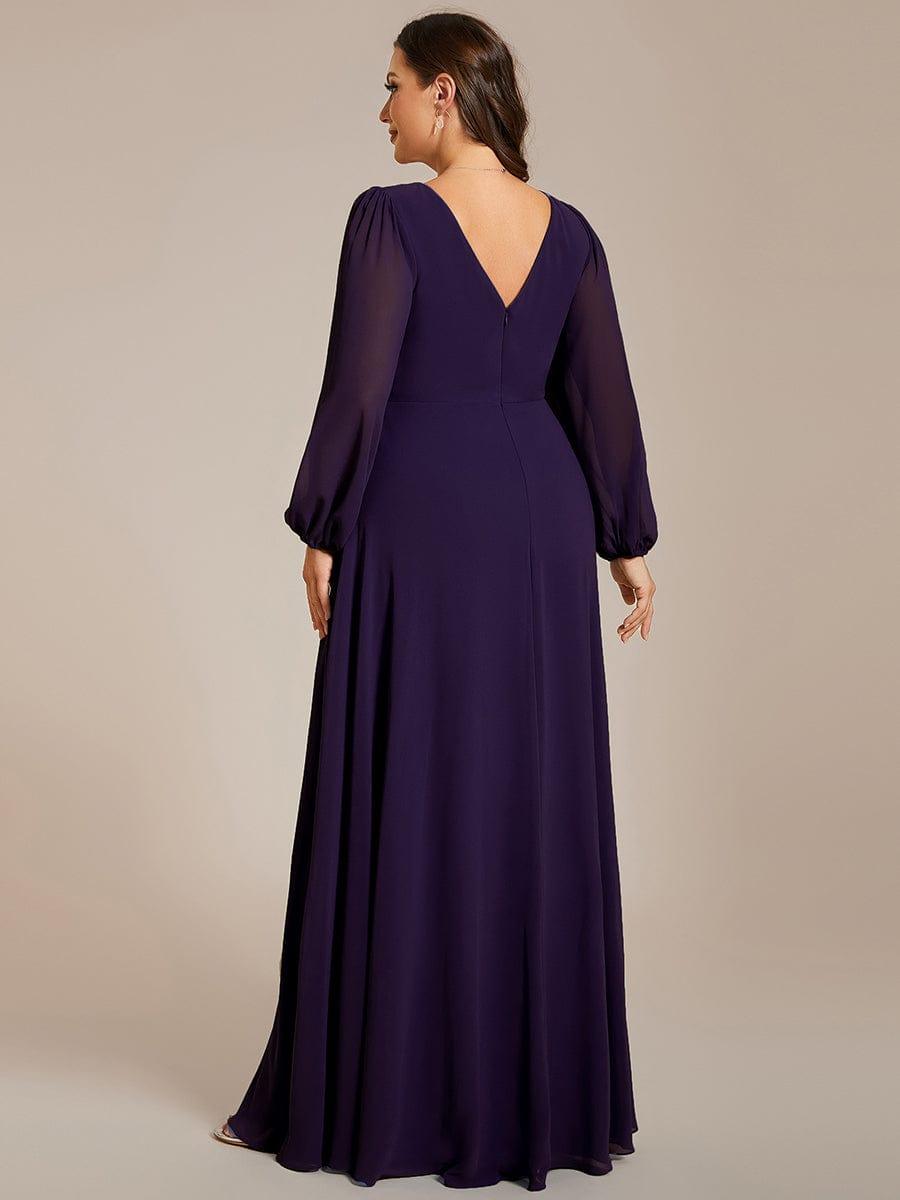 ever ESMÉE|V-Neck Long Sleeves Shiny Belt Chiffon Mother of the Bride Dress