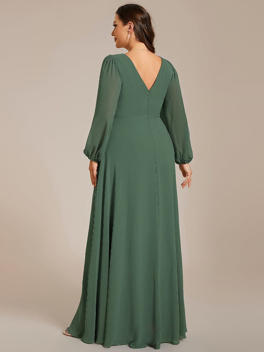 ever ESMÉE|V-Neck Long Sleeves Shiny Belt Chiffon Mother of the Bride Dress
