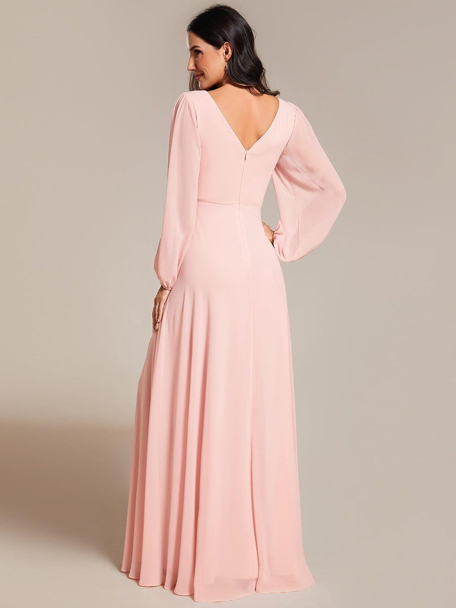 ever ESMÉE|V-Neck Long Sleeves Shiny Belt Chiffon Mother of the Bride Dress