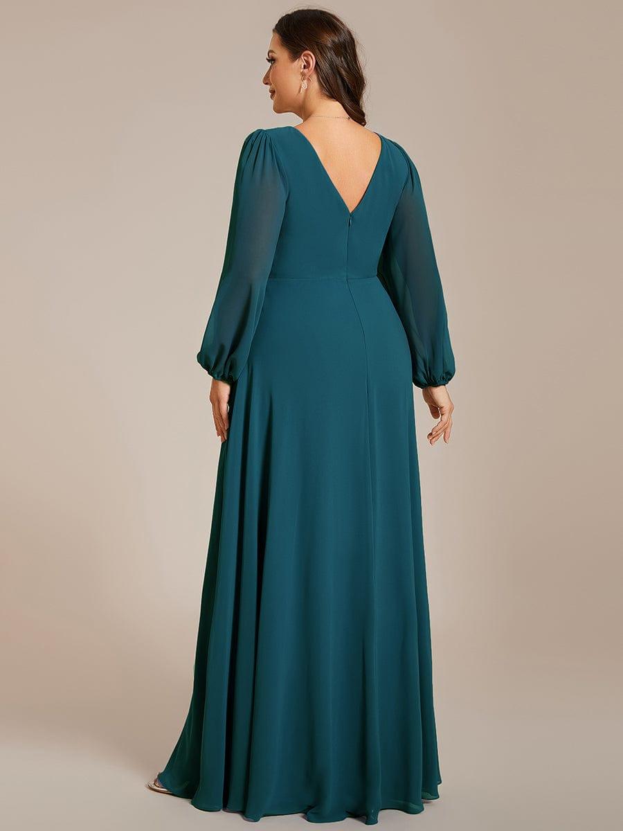 ever ESMÉE|V-Neck Long Sleeves Shiny Belt Chiffon Mother of the Bride Dress