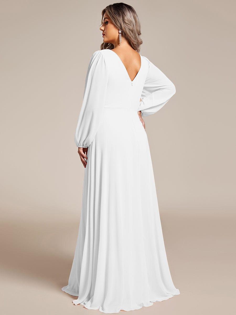 ever ESMÉE|V-Neck Long Sleeves Shiny Belt Chiffon Mother of the Bride Dress