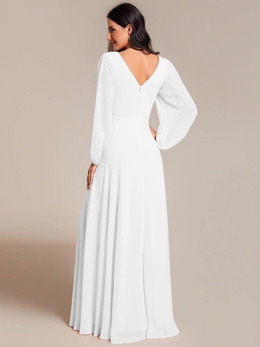 ever ESMÉE|V-Neck Long Sleeves Shiny Belt Chiffon Mother of the Bride Dress