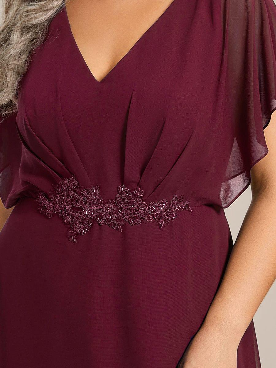 pretty LILAS|Plus Size Chiffon Midi A-Line Ruffle Sleeves Bridesmaid Dress