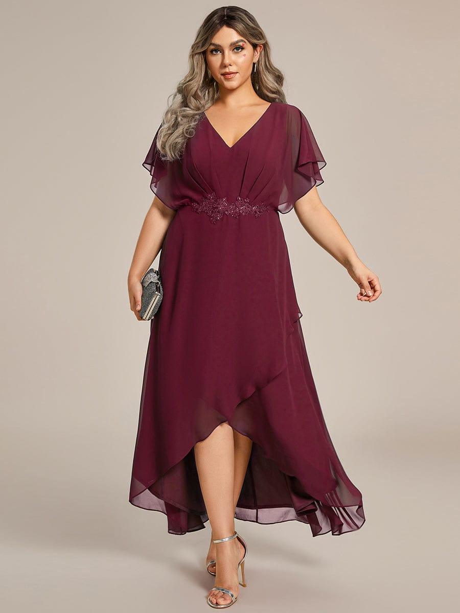 ever LILAS|Elegant A-line Waist Applique Ruffled Mother of the Bride Dress