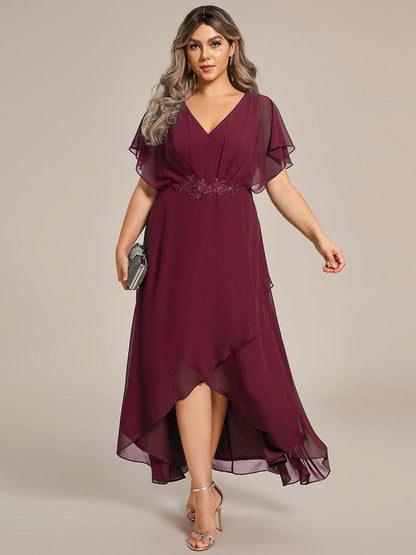 ever LILAS|Elegant A-line Waist Applique Ruffled Mother of the Bride Dress