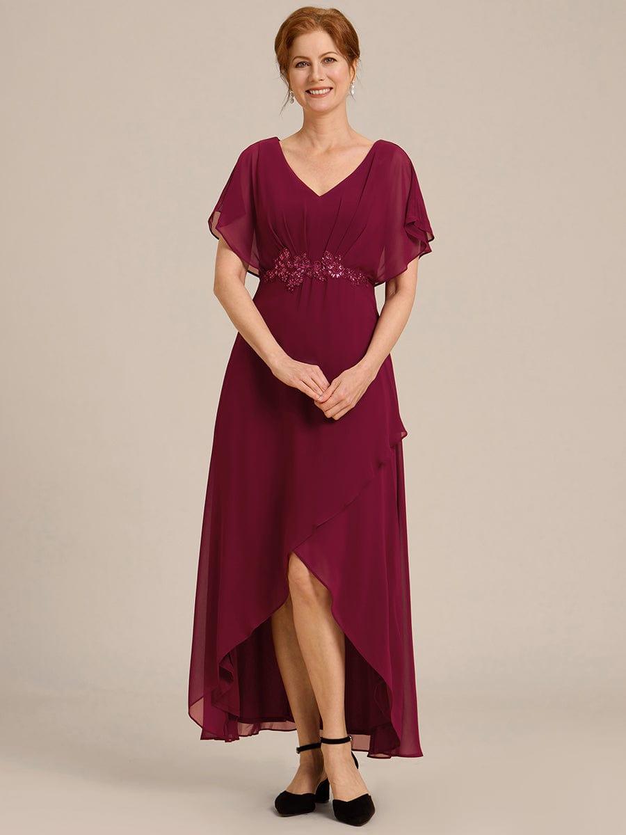 ever LILAS|Elegant A-line Waist Applique Ruffled Mother of the Bride Dress