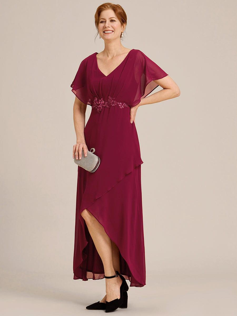 ever LILAS|Elegant A-line Waist Applique Ruffled Mother of the Bride Dress
