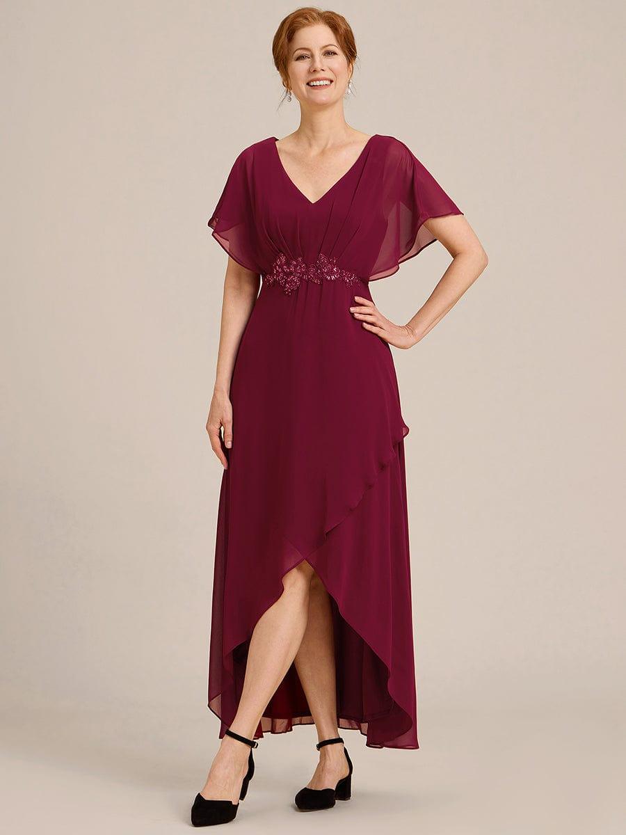 ever LILAS|Elegant A-line Waist Applique Ruffled Mother of the Bride Dress