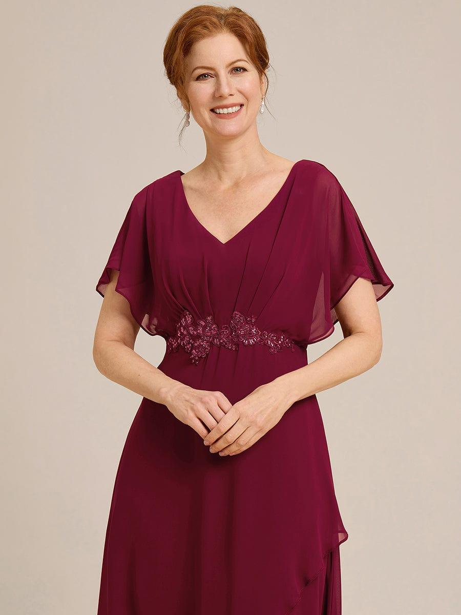 ever LILAS|Elegant A-line Waist Applique Ruffled Mother of the Bride Dress