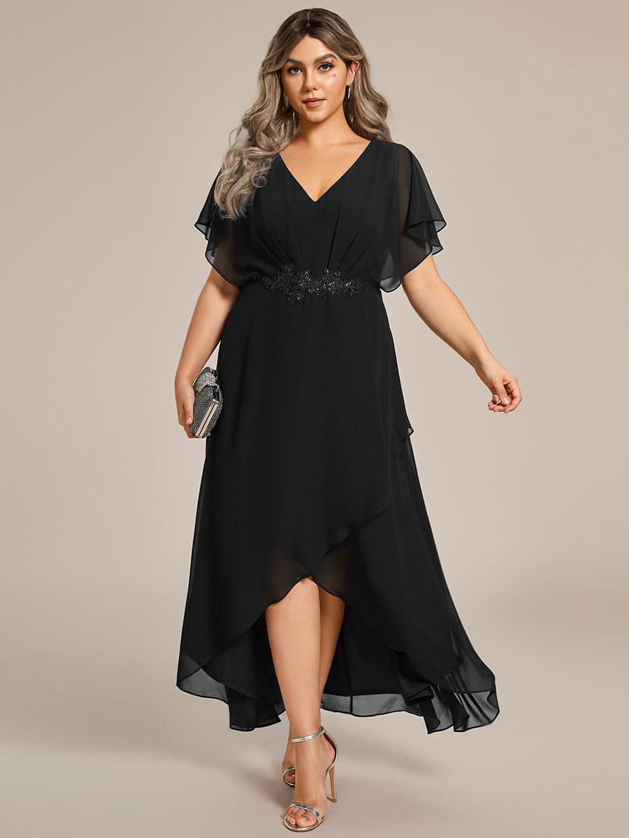 ever LILAS|Elegant A-line Waist Applique Ruffled Mother of the Bride Dress