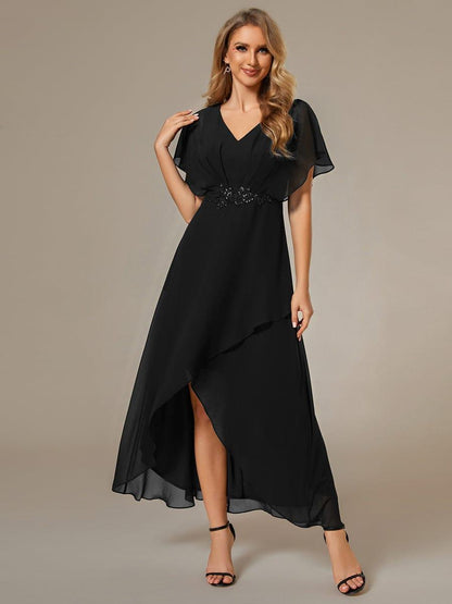 ever LILAS|Elegant A-line Waist Applique Ruffled Mother of the Bride Dress