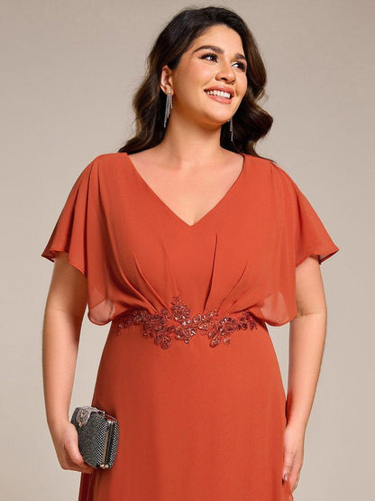 ever LILAS|Elegant A-line Waist Applique Ruffled Mother of the Bride Dress