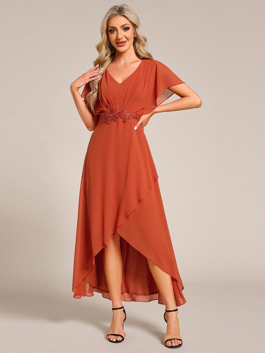 ever LILAS|Elegant A-line Waist Applique Ruffled Mother of the Bride Dress