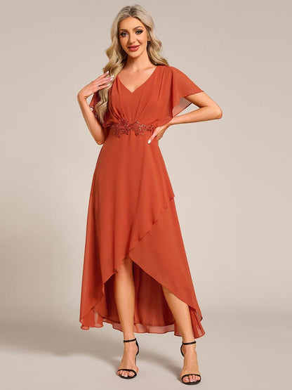 ever LILAS|Elegant A-line Waist Applique Ruffled Mother of the Bride Dress
