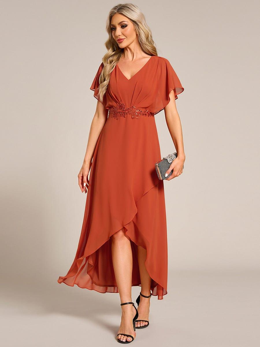 ever LILAS|Elegant A-line Waist Applique Ruffled Mother of the Bride Dress