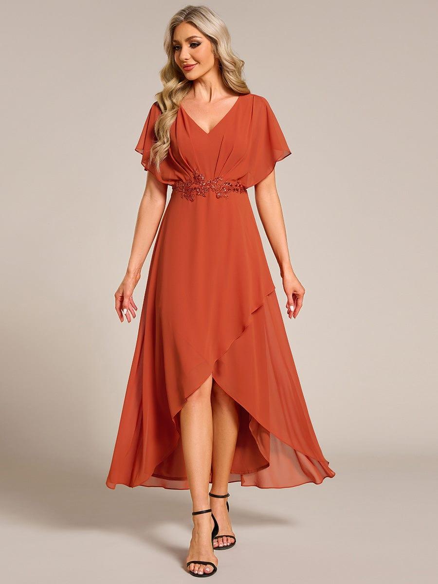 ever LILAS|Elegant A-line Waist Applique Ruffled Mother of the Bride Dress