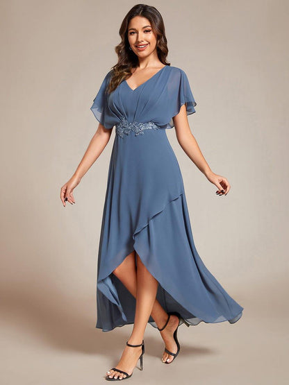 ever LILAS|Elegant A-line Waist Applique Ruffled Mother of the Bride Dress