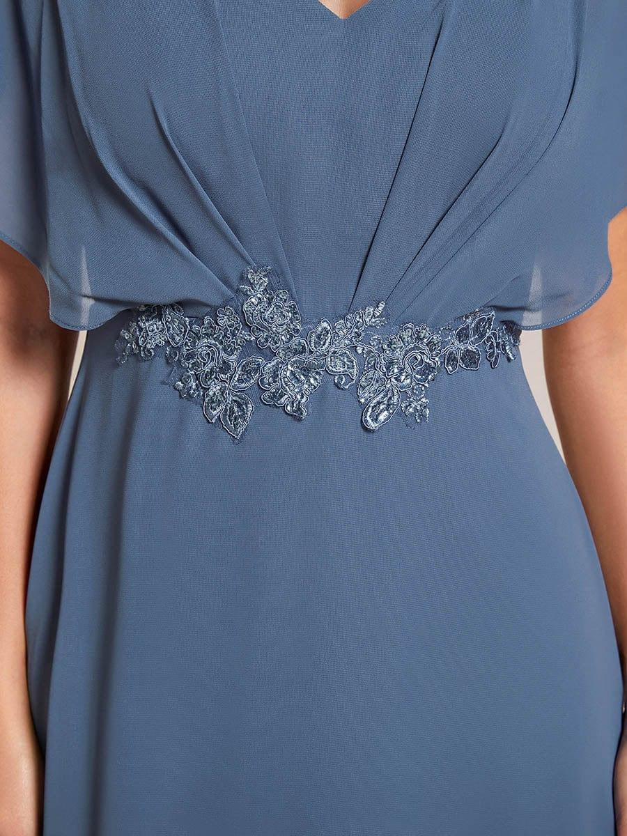 ever LILAS|Elegant A-line Waist Applique Ruffled Mother of the Bride Dress